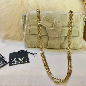 Zac Posen Light Blue Denim Bag with Gold Chain